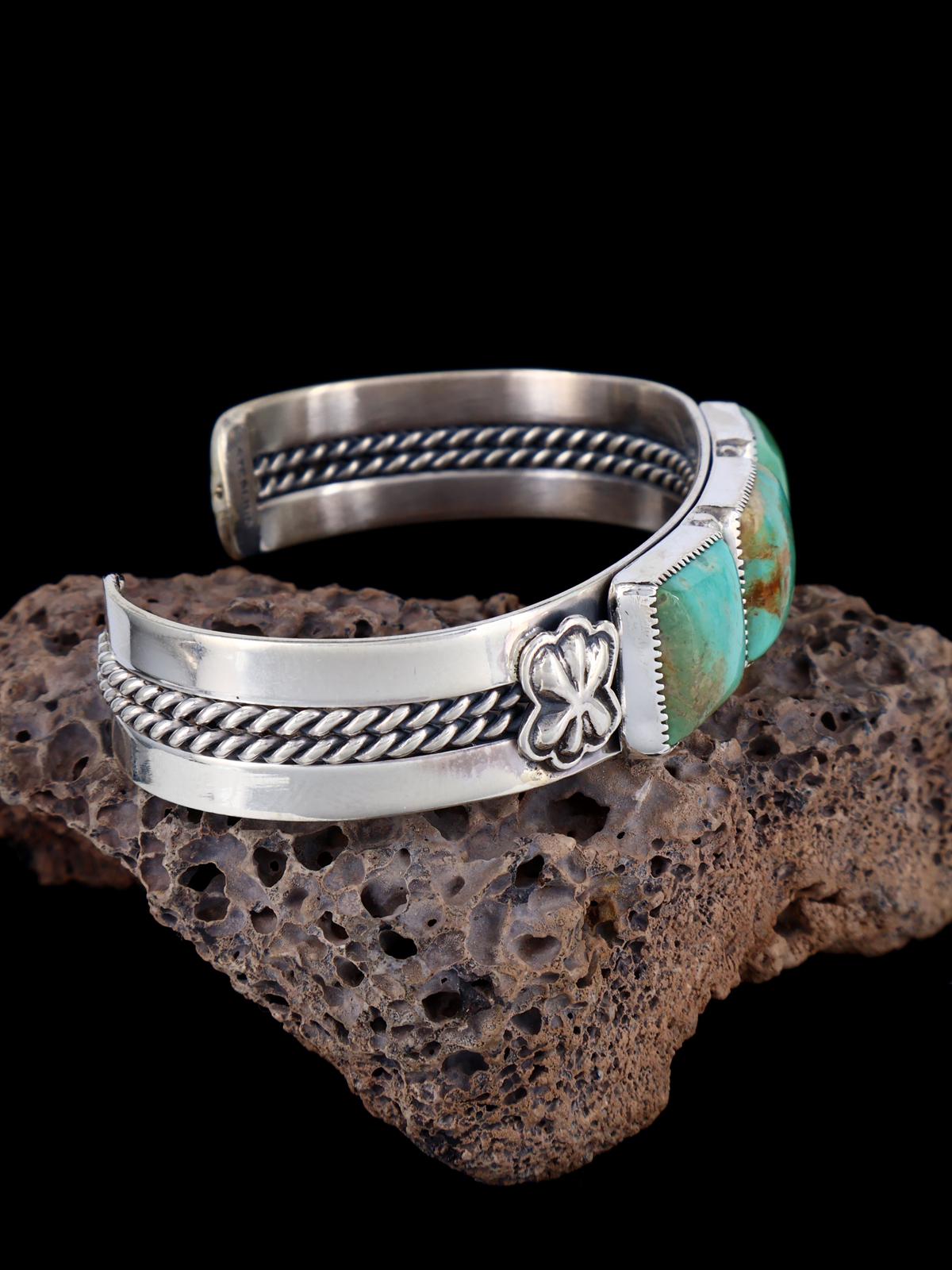 Navajo Turquoise Braided Sterling Silver Cuff Bracelet