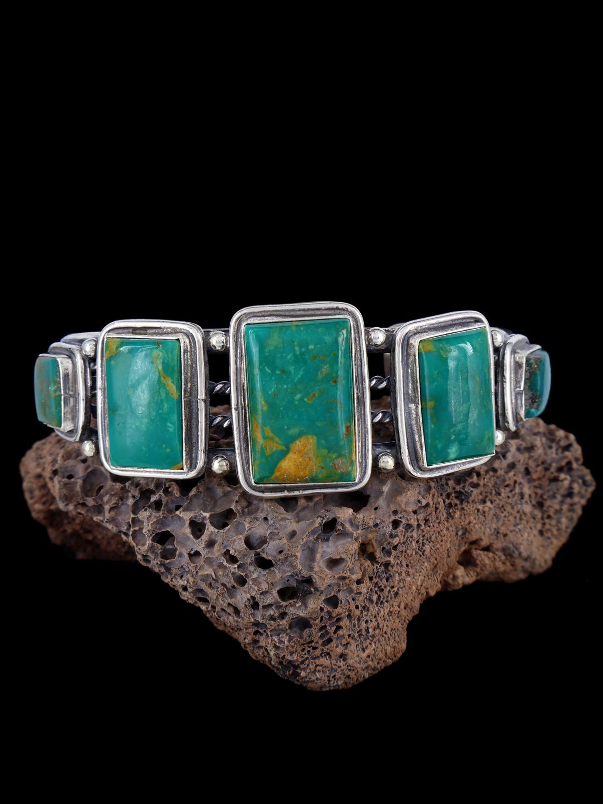 Pulsera de plata de ley con cuerda retorcida de color turquesa de Dry Creek de nativos americanos