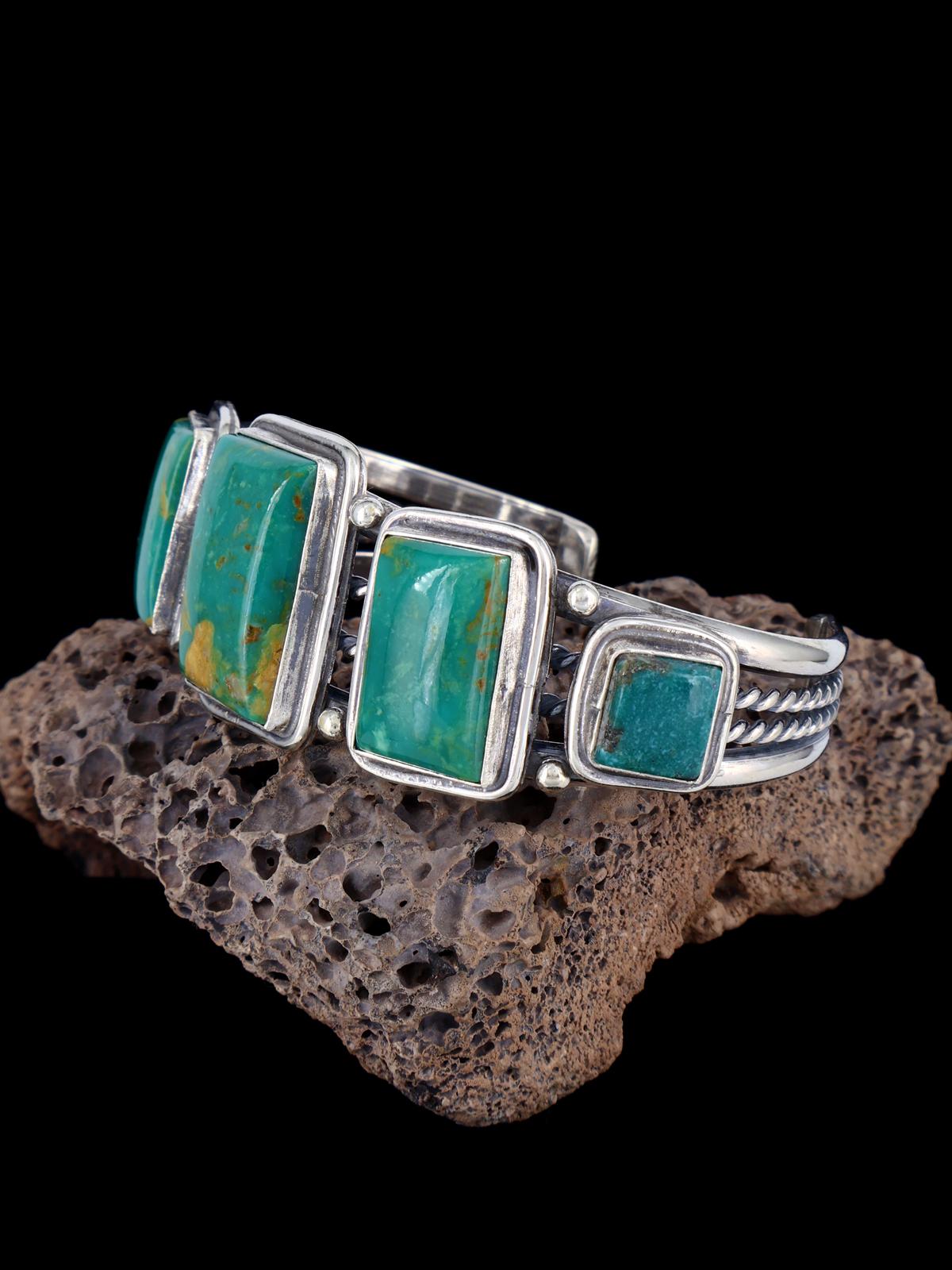 Pulsera de plata de ley con cuerda retorcida de color turquesa de Dry Creek de nativos americanos