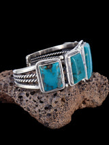 Native American Turquoise Twisted Rope Sterling Silver Bracelet - PuebloDirect.com