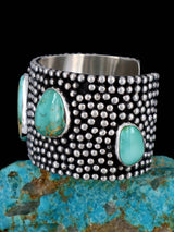 Native American Jewelry Sterling Silver Sonoran Gold Turquoise Cuff Bracelet - PuebloDirect.com