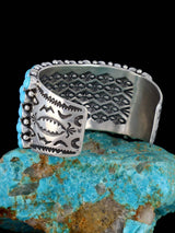 Native American Sterling Silver Sleeping Beauty Turquoise Row Bracelet - PuebloDirect.com