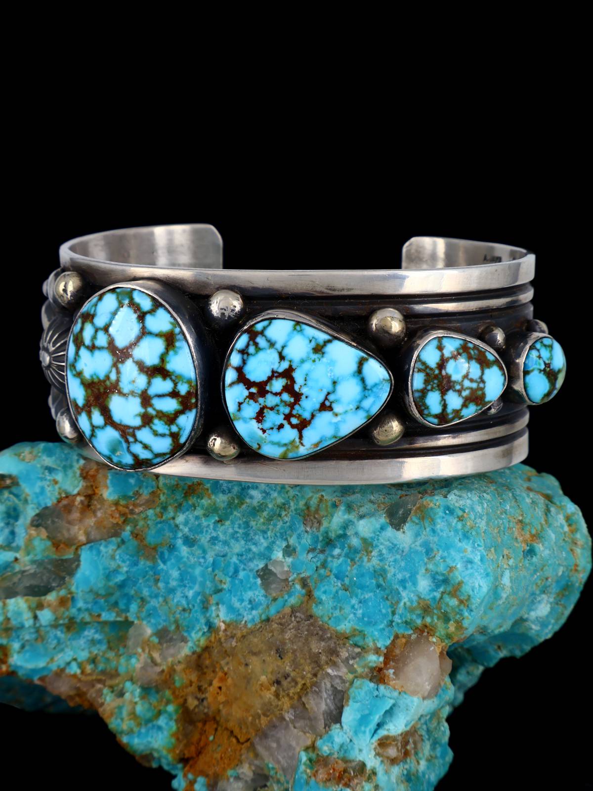 Native Sterling Jewelry Kingman Turquoise Cuff Bracelet - PuebloDirect.com