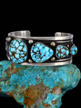 Native Sterling Jewelry Kingman Turquoise Cuff Bracelet - PuebloDirect.com