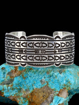 Native American Stamped Sterling Silver Cuff Bracelet - PuebloDirect.com