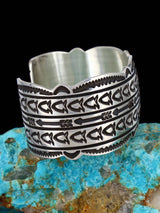 Native American Stamped Sterling Silver Cuff Bracelet - PuebloDirect.com
