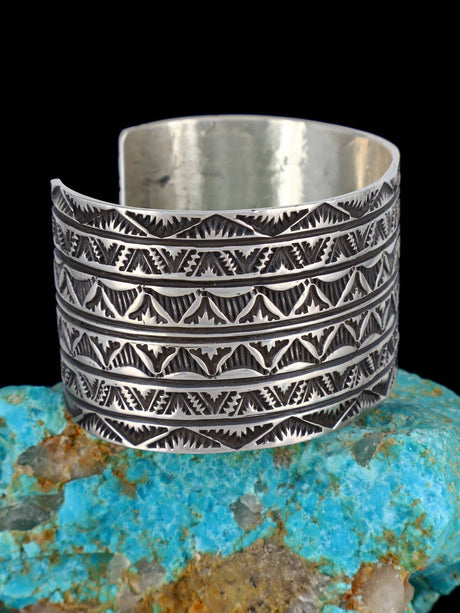 Native American Sterling Silver Stamped Cuff Bracelet - PuebloDirect.com