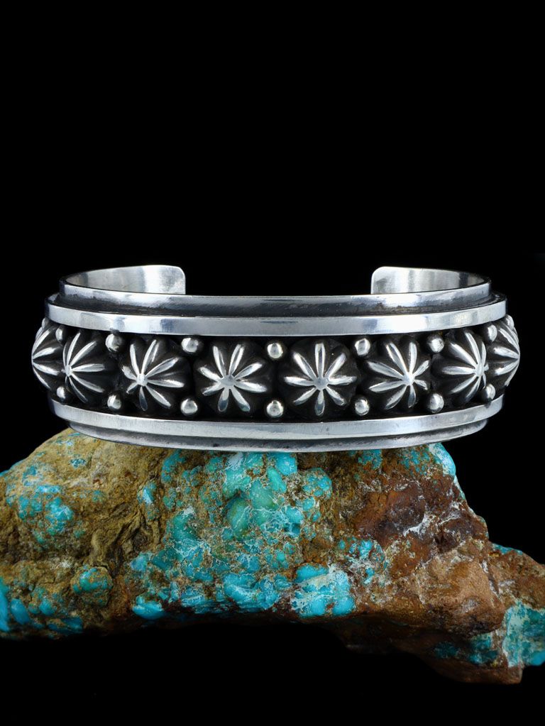 Native American Sterling Silver Star Burst Cuff Bracelet - PuebloDirect.com
