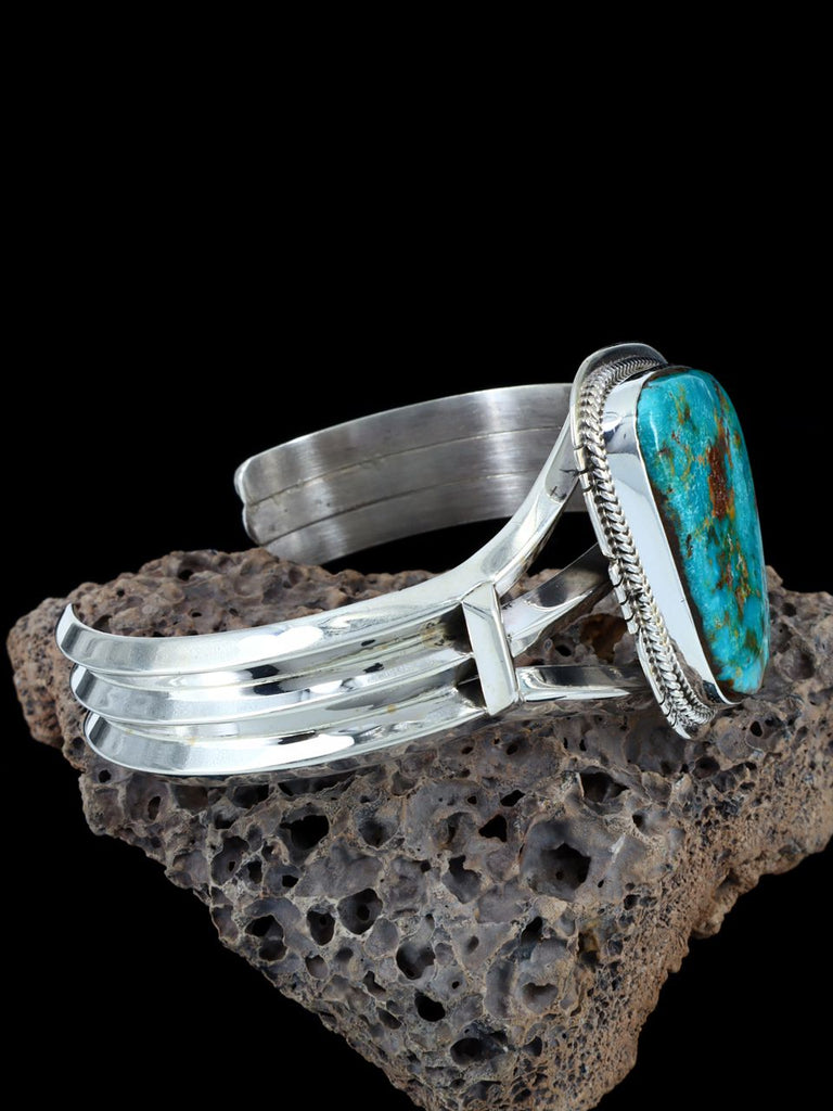Navajo Natural Pilot Mountain Turquoise Sterling Silver Cuff Bracelet - PuebloDirect.com