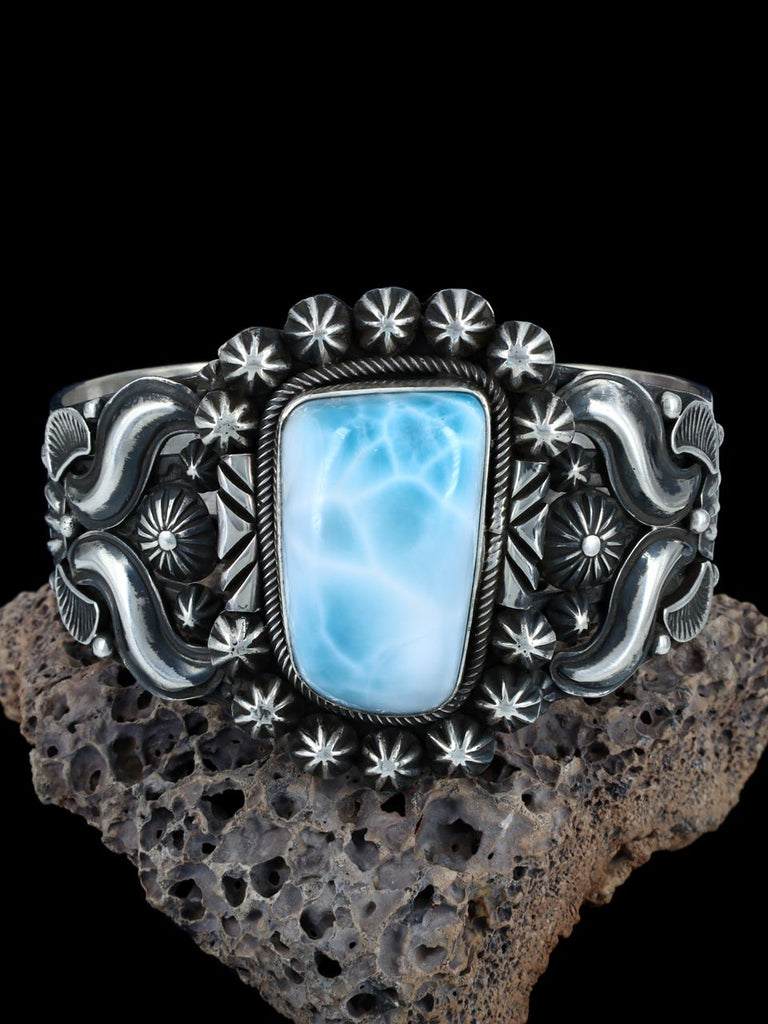 Navajo Larimar Sterling Silver Cuff Bracelet - PuebloDirect.com