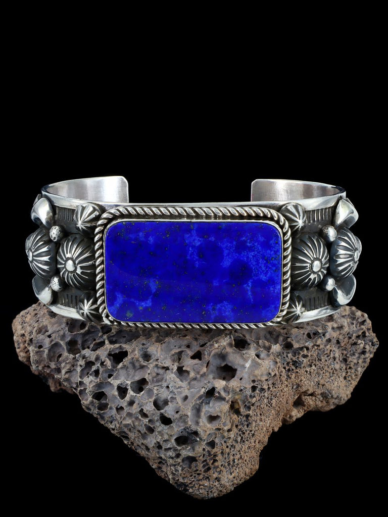 Navajo Jewelry Sterling Silver Lapis Cuff Bracelet - PuebloDirect.com