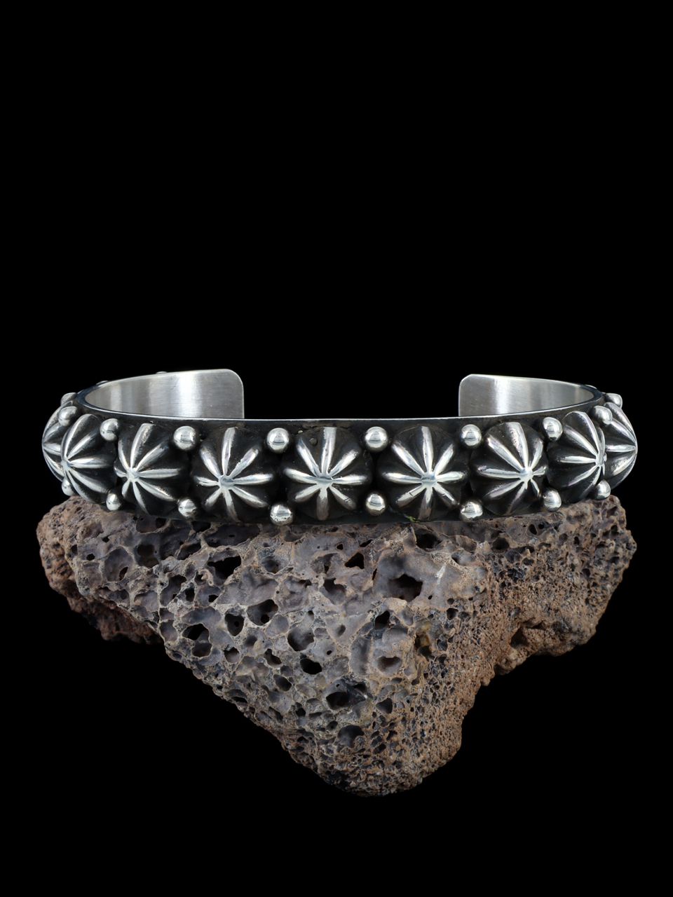 Native American Sterling Silver Star Burst Cuff Bracelet - PuebloDirect.com