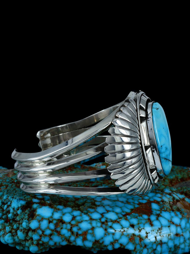 Navajo Sterling Silver Kingman Turquoise Bracelet - PuebloDirect.com