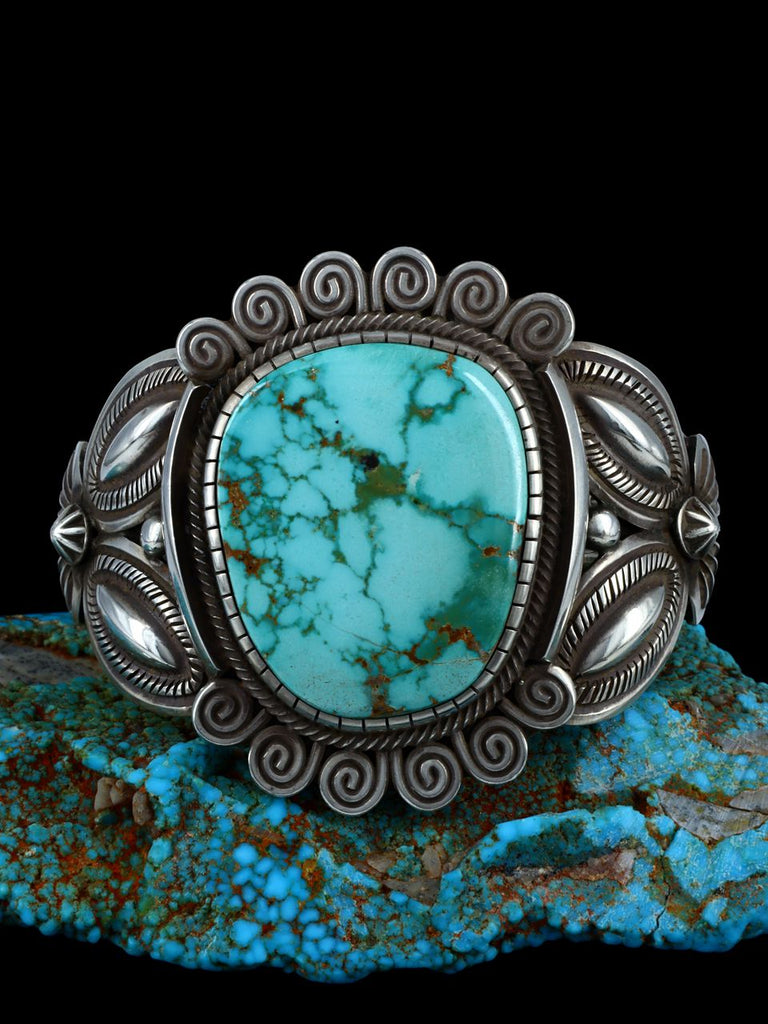Native American Sterling Silver Natural Carico Turquoise Cuff Bracelet - PuebloDirect.com