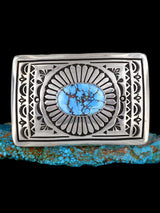 Native American Golden Hill Turquoise Sterling Silver Buckle
