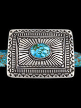 Native American Kingman Turquoise Sterling Silver Buckle