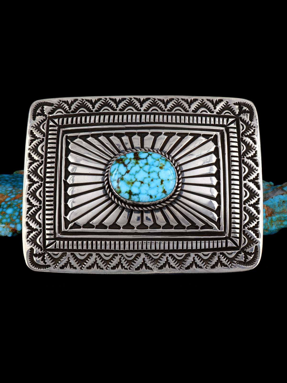 Native American Kingman Turquoise Sterling Silver Buckle