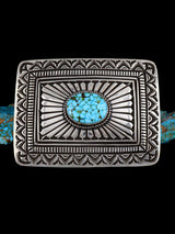 Native American Kingman Turquoise Sterling Silver Buckle
