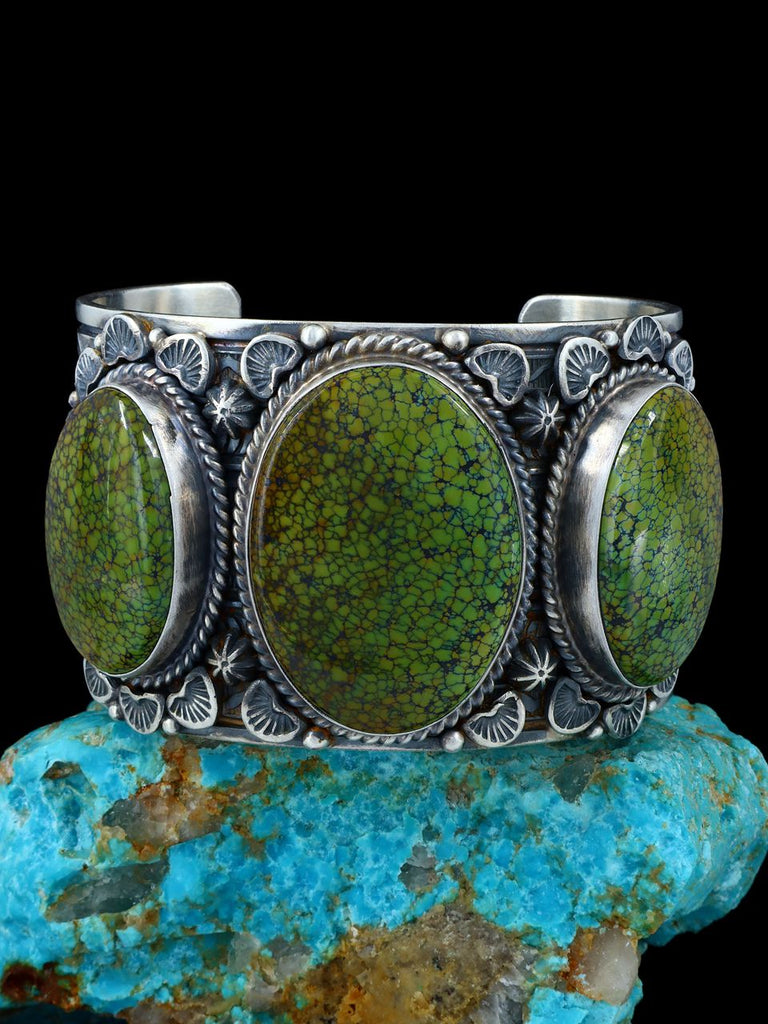 Native American Sterling Silver Dragonskin Turquoise Cuff Bracelet - PuebloDirect.com
