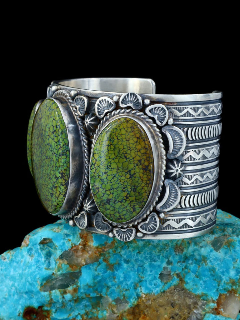 Native American Sterling Silver Dragonskin Turquoise Cuff Bracelet - PuebloDirect.com