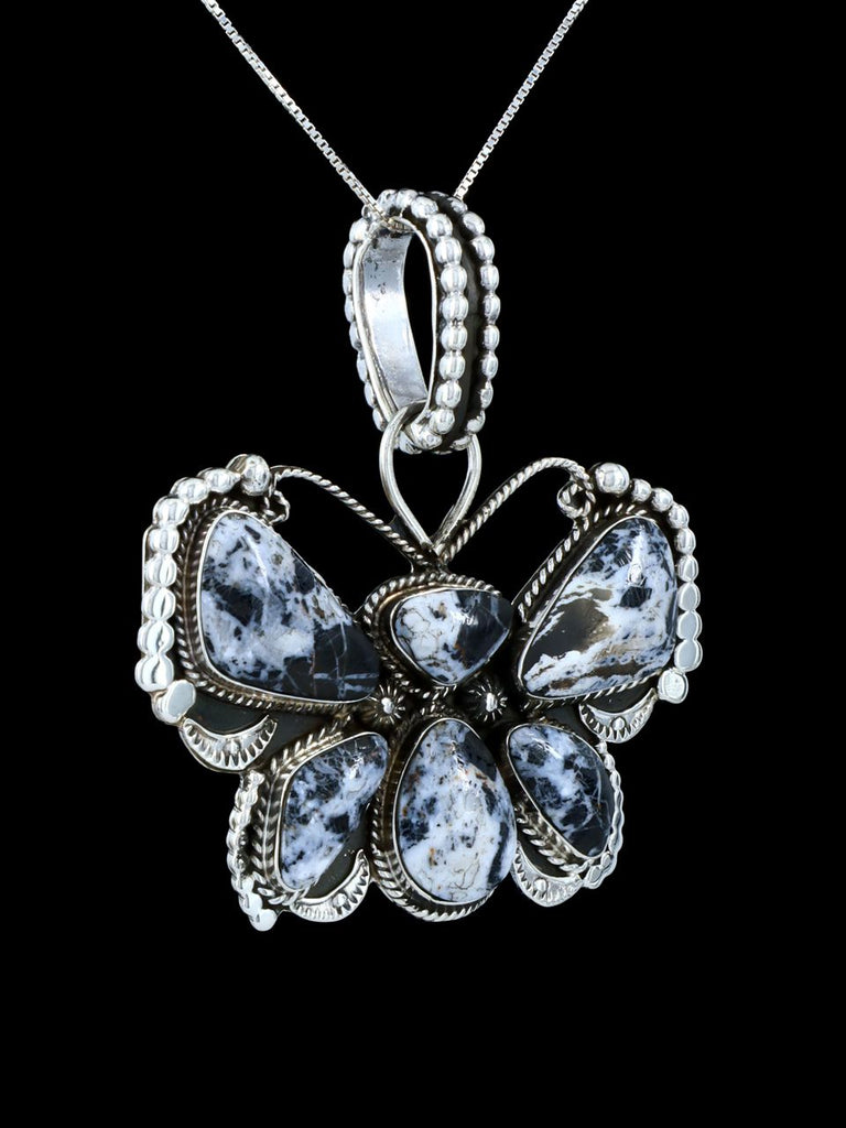 Native American Jewelry White Buffalo Butterfly Pendant - PuebloDirect.com