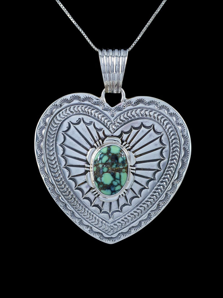 Native American Jewelry Angelwing Variscite Heart Pendant - PuebloDirect.com