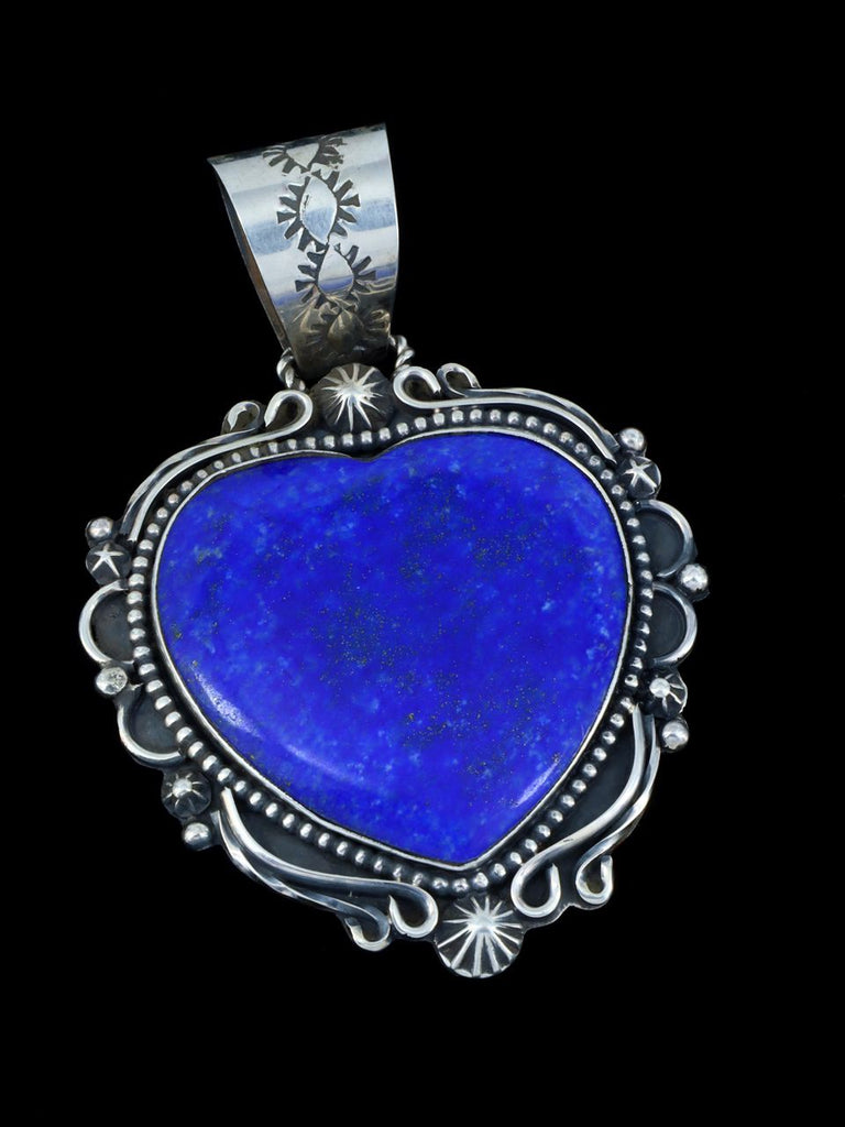 Native American Jewelry Lapis Heart Pendant - PuebloDirect.com