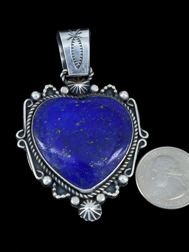 Native American Jewelry Lapis Heart Pendant - PuebloDirect.com