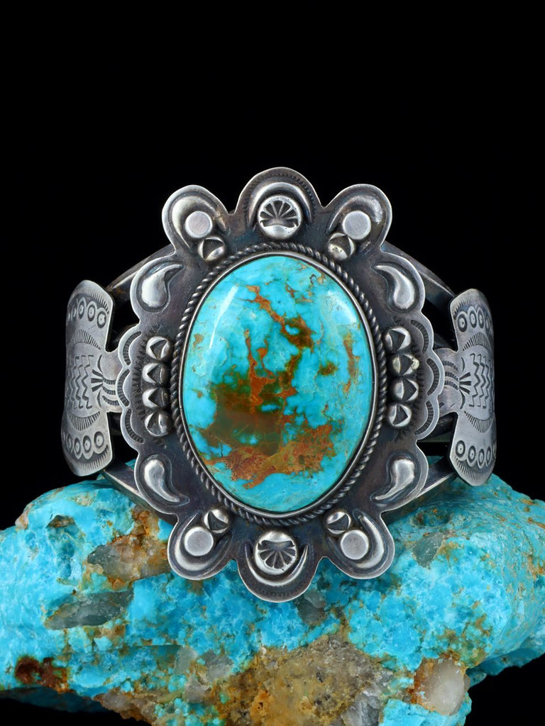 Native American Sterling Silver Royston Turquoise Thunderbird Bracelet - PuebloDirect.com