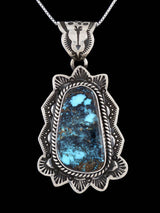 Native American Sterling Silver Natural Cloud Mountain Turquoise Pendant - PuebloDirect.com