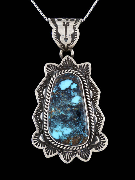 Native American Sterling Silver Natural Cloud Mountain Turquoise Pendant - PuebloDirect.com