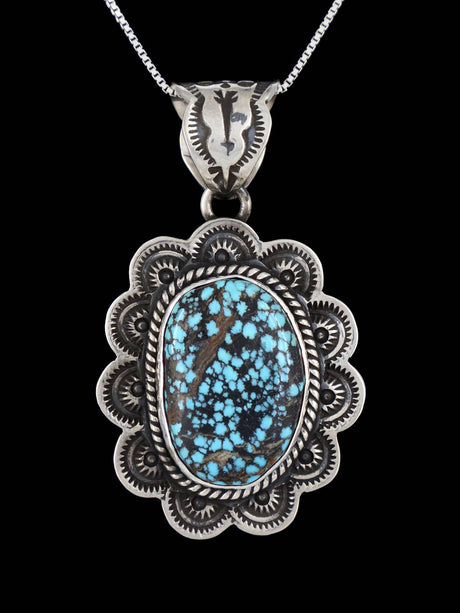 Native American Sterling Silver Natural Cloud Mountain Turquoise Pendant - PuebloDirect.com