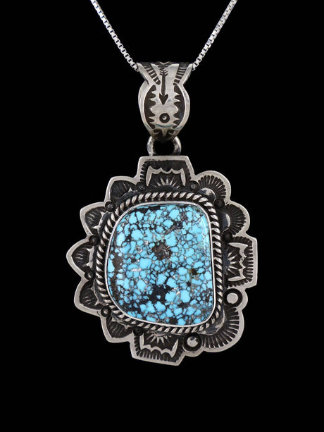 Native American Sterling Silver Natural Cloud Mountain Turquoise Pendant - PuebloDirect.com