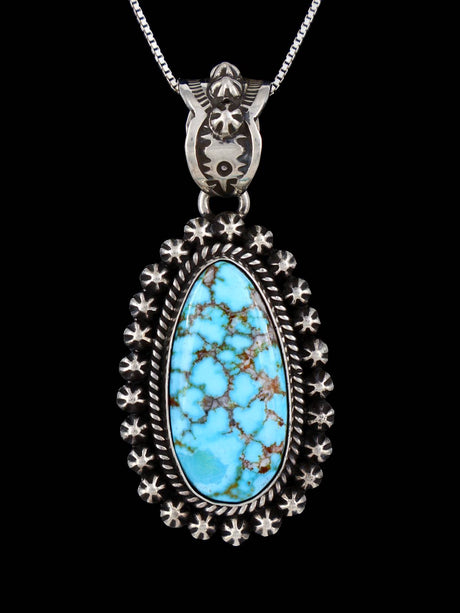 Native American Sterling Silver Kingman Turquoise Pendant - PuebloDirect.com