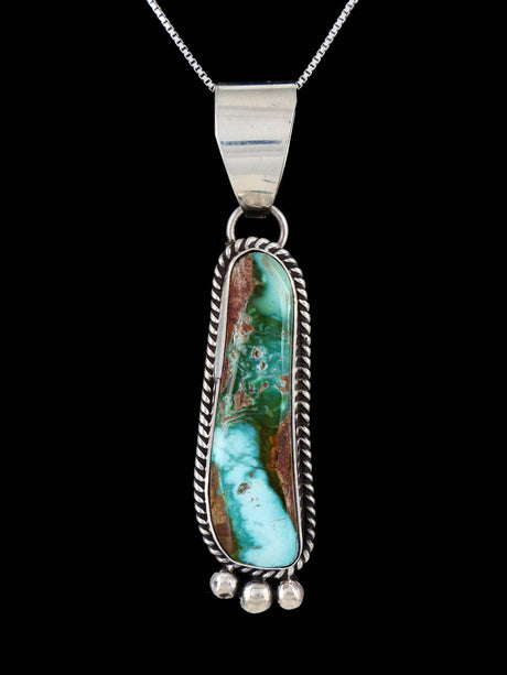 Native American Sterling Silver Natural Royston Turquoise Pendant - PuebloDirect.com