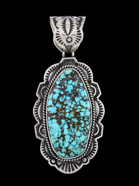 Native American Sterling Silver Natural Cloud Mountain Turquoise Pendant - PuebloDirect.com