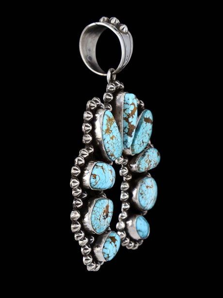 Native American Sterling Silver Number 8 Turquoise Naja Pendant - PuebloDirect.com