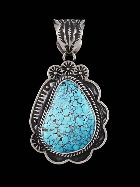 Native American Sterling Silver Natural Cloud Mountain Turquoise Pendant - PuebloDirect.com