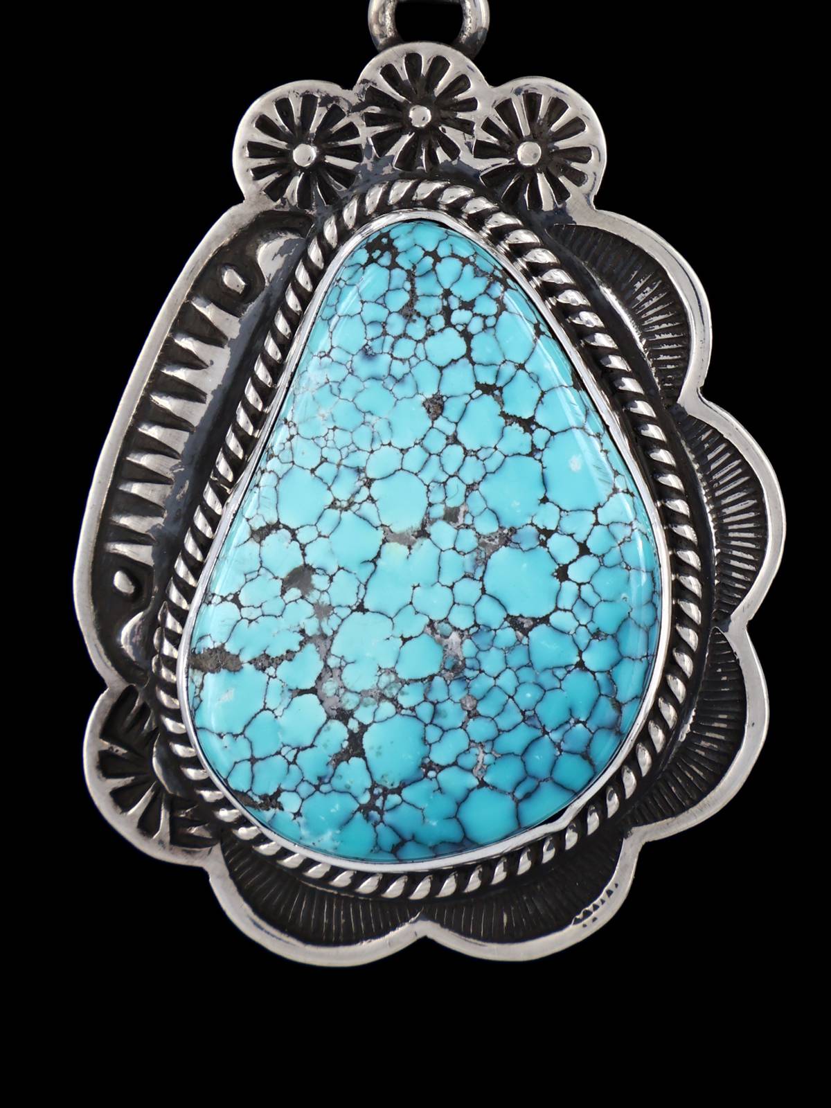 Native American Sterling Silver Natural Cloud Mountain Turquoise Pendant - PuebloDirect.com