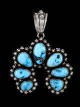 Native American Sterling Silver Kingman Turquoise Naja Pendant - PuebloDirect.com