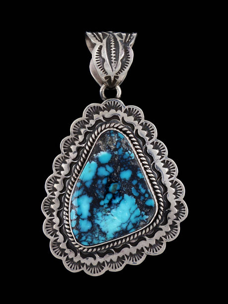 Native American Sterling Silver Natural Cloud Mountain Turquoise Pendant - PuebloDirect.com