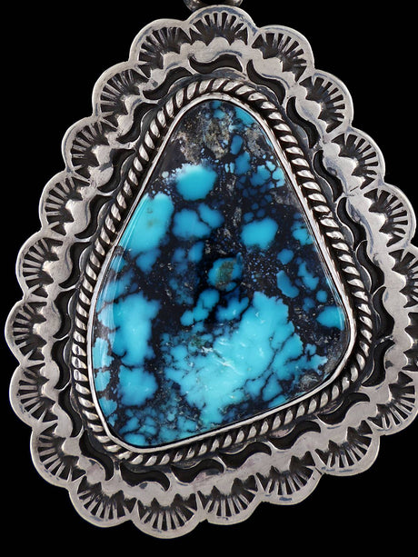 Native American Sterling Silver Natural Cloud Mountain Turquoise Pendant - PuebloDirect.com