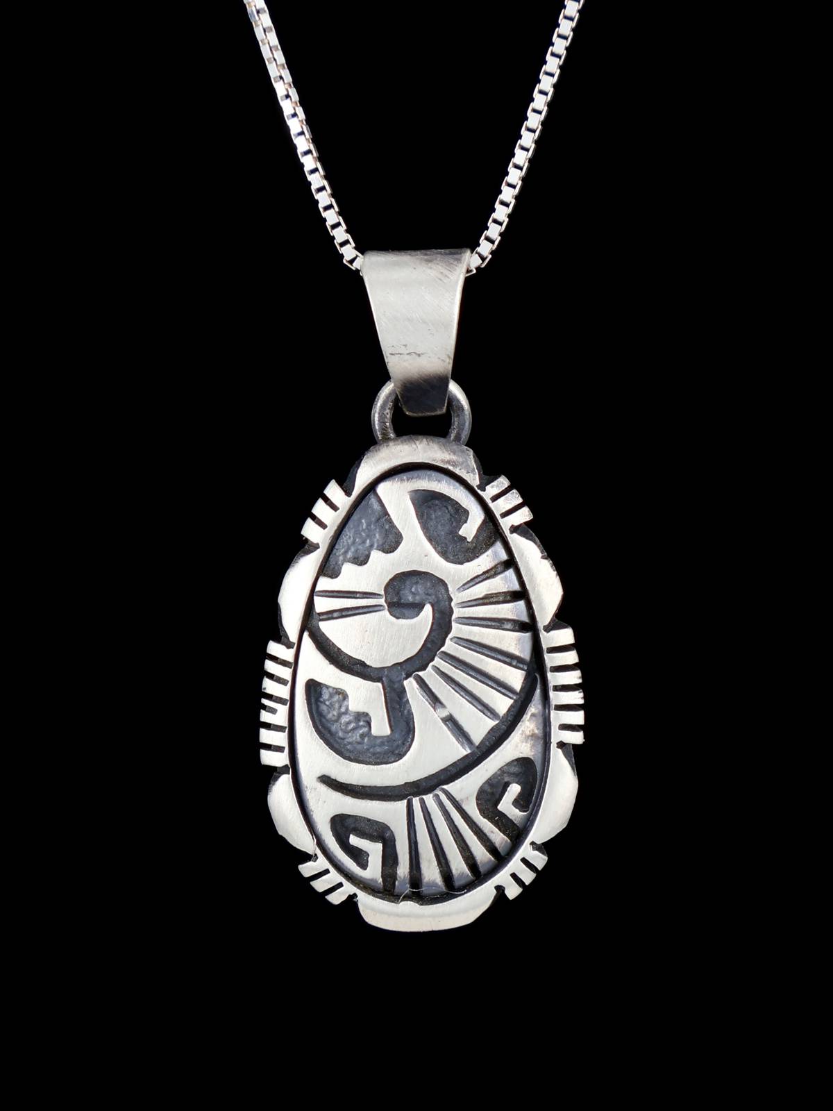 Navajo Sterling Silver Sculpted Pendant Necklace - PuebloDirect.com