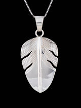 Navajo Sterling Silver Feather Pendant - PuebloDirect.com