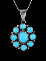 Native American Jewelry Sleeping Beauty Turquoise Cluster Pendant - PuebloDirect.com