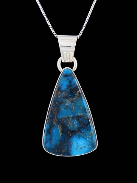 Native American Kingman Turquoise Sterling Silver Pendant - PuebloDirect.com