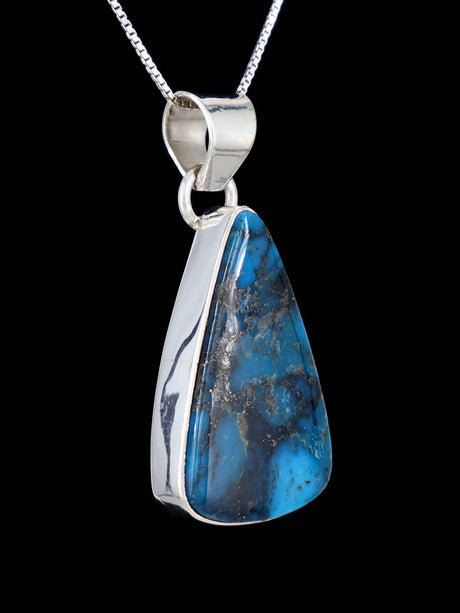 Native American Kingman Turquoise Sterling Silver Pendant - PuebloDirect.com