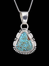 Natural Kingman Turquoise Navajo Sterling Silver Pendant - PuebloDirect.com
