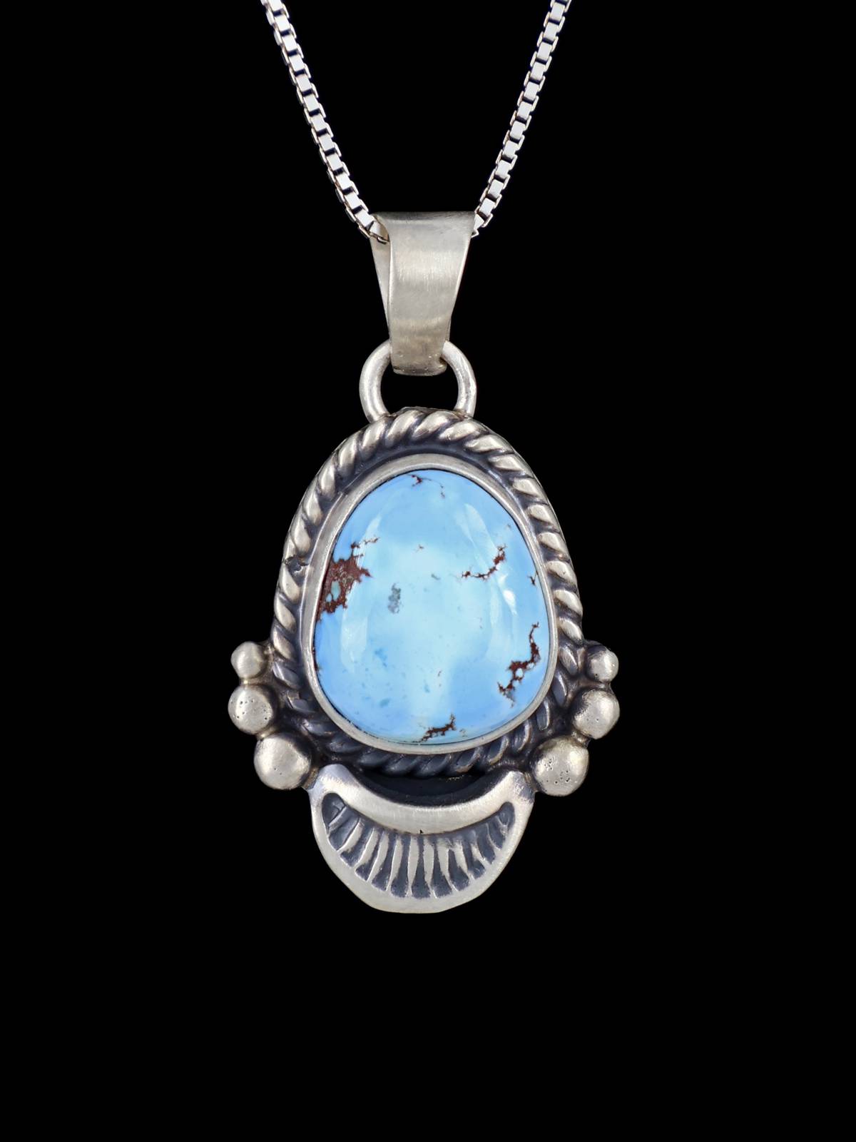 Sterling Silver Golden Hill Turquoise Navajo Pendant - PuebloDirect.com