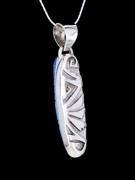 Native American Reversible Sterling Silver Opalite Inlay Pendant - PuebloDirect.com